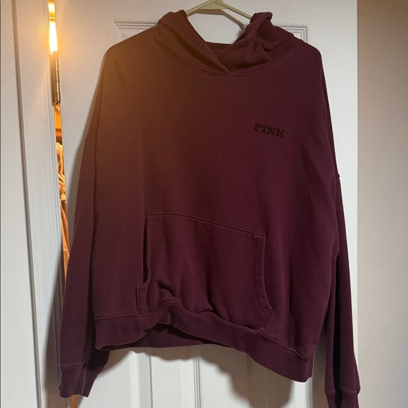 PINK Victoria's Secret Tops - PINK Victoria's Secret Burgundy Hoodie